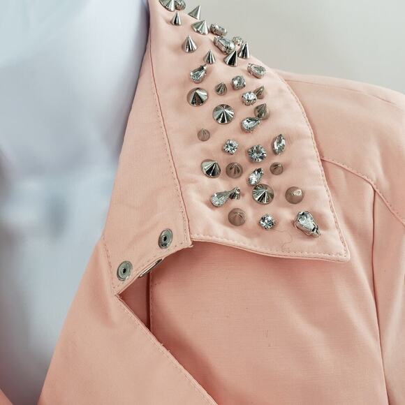 Sam Edelman Cute Goth Studded pink jacket Small Rockstar girlfriend Punk Edgy - Picture 3 of 10